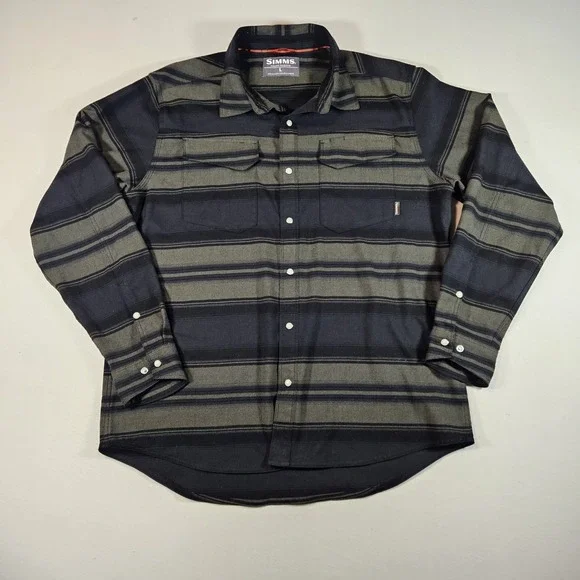 Simms Gallatin Flannel Shirt Mens L Pearl Snap Fishing Western Coastal Cowboy - Picture 2 of 7